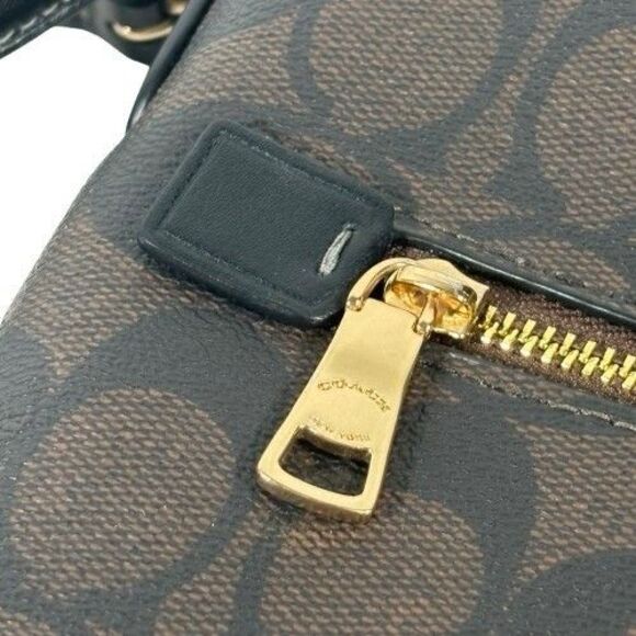 Coach Mini Rowan File Bag Crossbody Purse Signature Canvas Brown Black CF340 - Picture 10 of 16